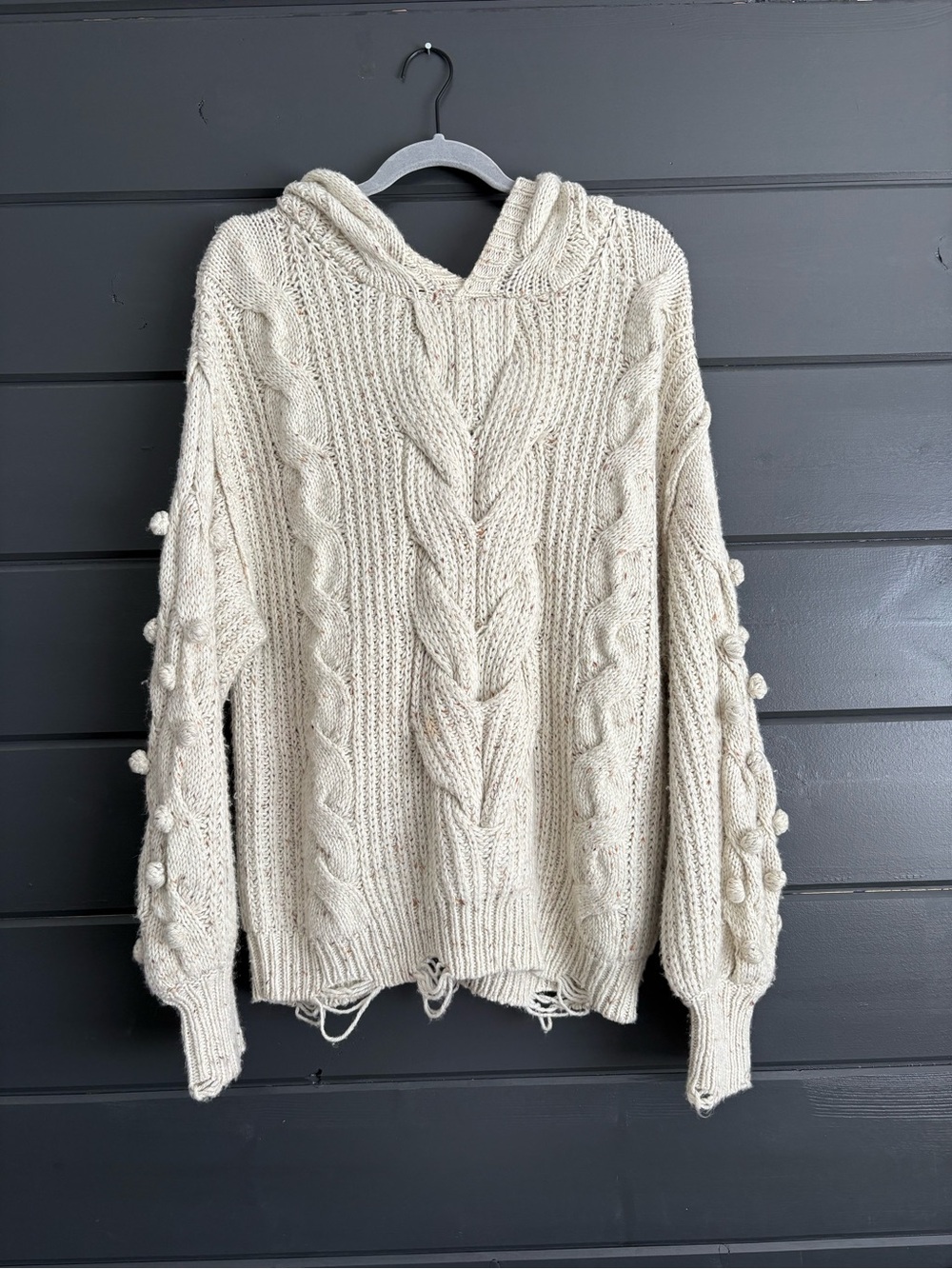Wildfox Cable Knit Hooded Sweater - Cream